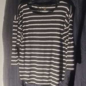 Black and White Striped Women's Top